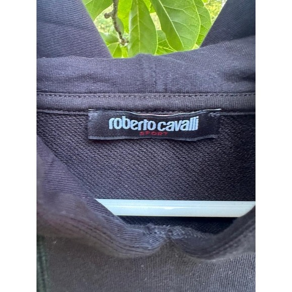 Authentic Roberto Cavalli Black Sparkle Logo | Cotton Hoodie Women's Luxury | S - Picture 4 of 7